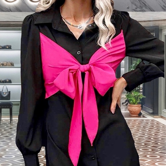 Fall Line Women’s BowTie Shirt Dress - Picture 11 of 16